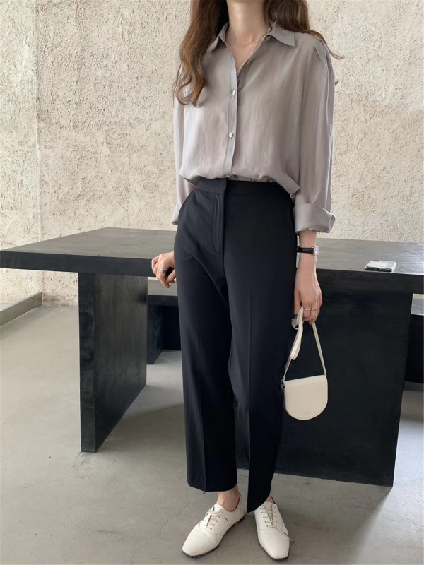 New in early autumn! [TG] Korean version is thin and small straight casual trousers 12508# CSX