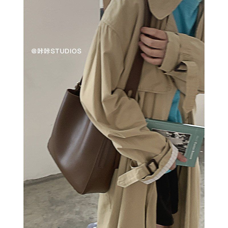 Retro large-capacity bag women's 2022 new trendy fashion Korean version bucket bag French niche one-shoulder messenger bag