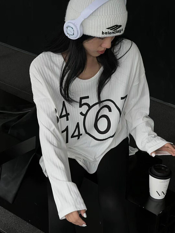 New in winter! [YT] digital printing arc threaded long-sleeved T-shirt T51618# PCZ