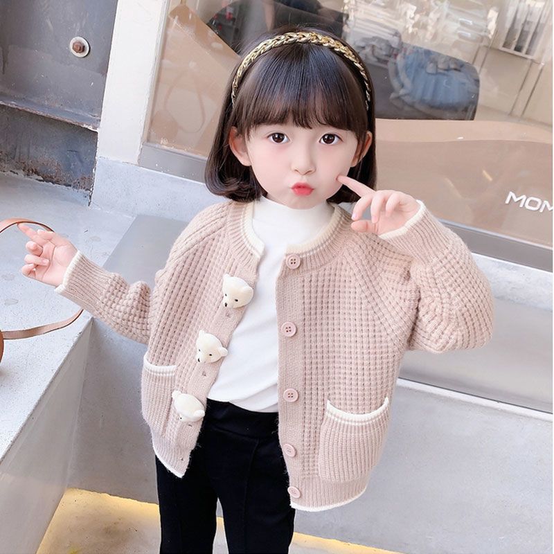 Girls' autumn clothes sweater cardigan autumn clothes 2022 new foreign style baby girl knitted top fashionable coat children's clothes