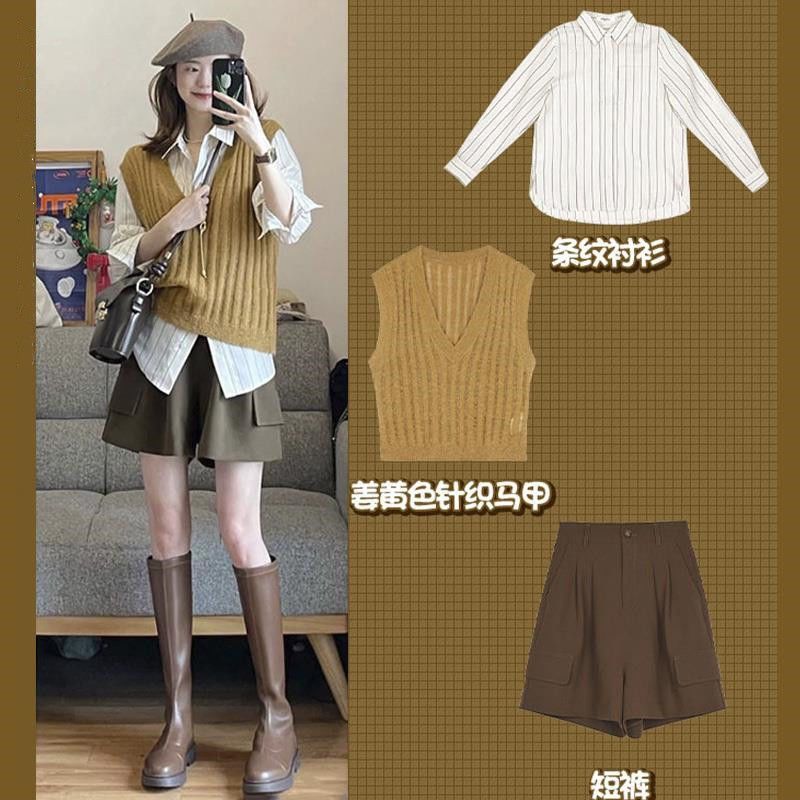 Two-piece suit/single-piece spring and autumn Korean version knitted sweater vest vest
