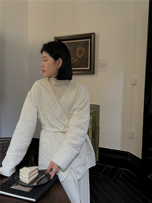 【SOUL】Casual Solid Color Loose Texture Versatile Thermal Padded Jacket (with Belt) 2900# CLS