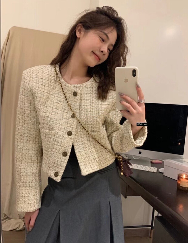 [Y.JIA Yijia] Korean version of simple temperament all-match exquisite small fragrance short jacket YS1-6229