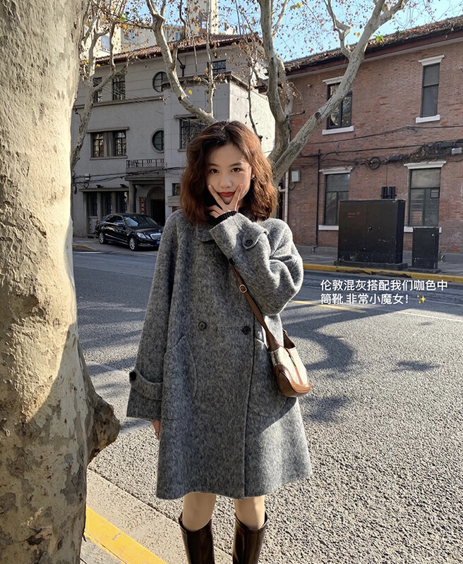 [Y.JIA Yijia] Simple temperament design sense bandage lapel bandage wool coat coat 99023-1