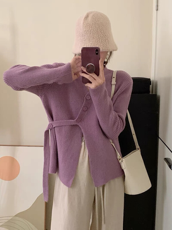 【Y.JIA】French gentle V-neck design all-match knitted cardigan sweater 787