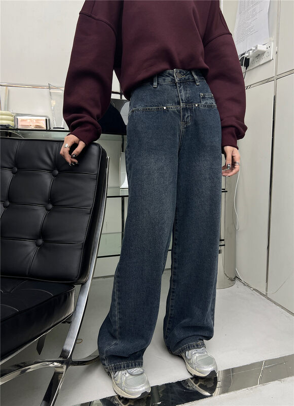 【T-PLATFORM】Korean Style Straight Casual Fleece Jeans 8921# CQW