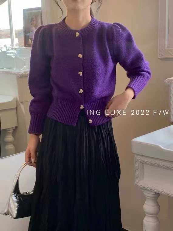 【Korean C Home】Round Neck Love Breasted Warm Sweater 0845# PCZ