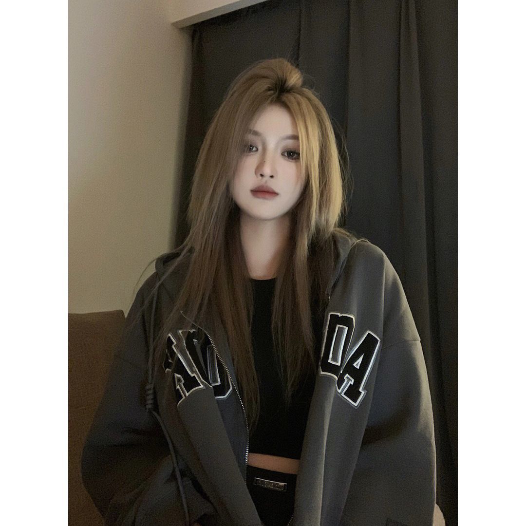 Retro hooded sweater women's autumn and winter loose ins tide brand oversize zipper cardigan plus velvet thick coat