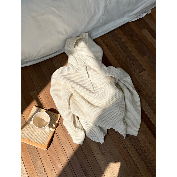 【THE MIND】Korean style wool hooded warm and slim casual all-match sweater (with hood) 71386# JHY