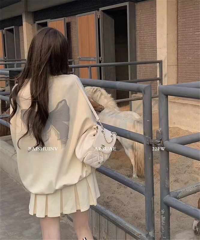 Autumn and winter new style! [MS STUDIO] casual big butterfly print sweater + high waist pleated skirt suit 9440# PCZ