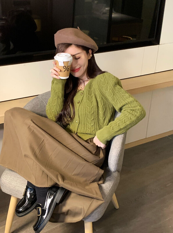 New in winter! [MK] Twist Love Double Breasted Warm Sweater S089# HJY