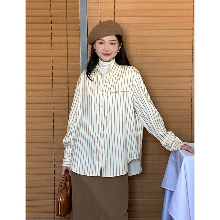 【THE MIND】Korean winter new striped casual all-match shirt 61289# JHY