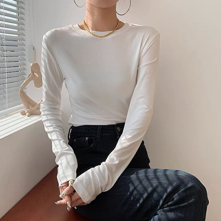 Autumn is new! [Blue Show] Simple temperament round neck bottoming shirt 8310# LSW