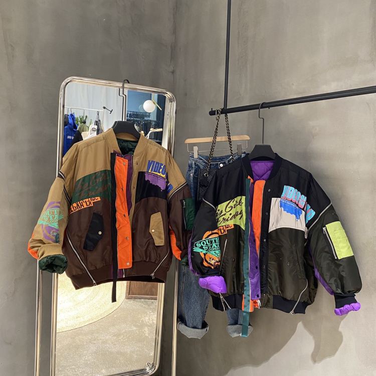 Original price 416.23! [BOBO1972] Trendy color-block baseball warm down jacket (including 90% white duck down) EY201561# CJJ