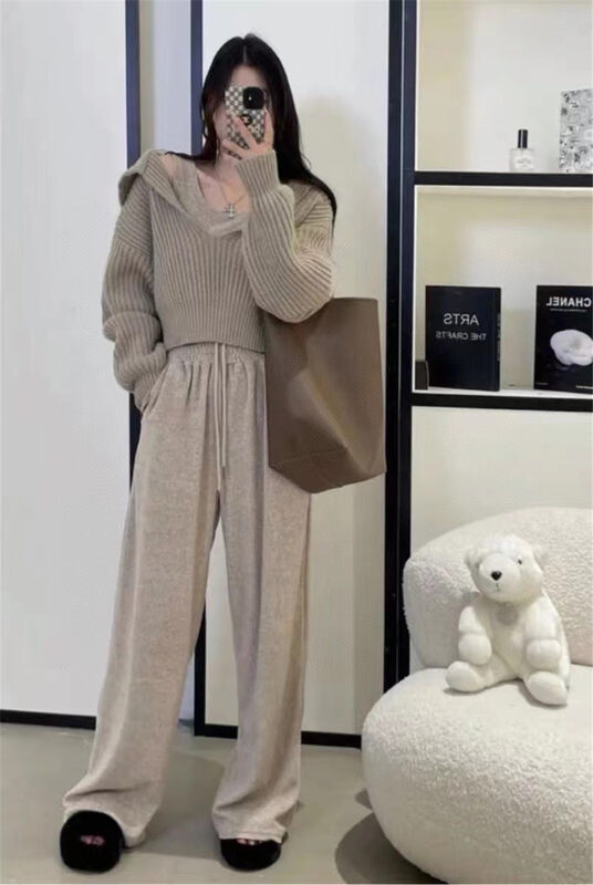 【LINNA】Simple Camisole + Elastic Waist Wide Leg Casual Pants Set 124841# JJ