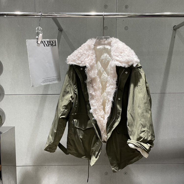 Original price 461.75! [BOBO1972] Down Parker (real lamb fur collar) down jacket with detachable thermal down jacket 200668# CJJ