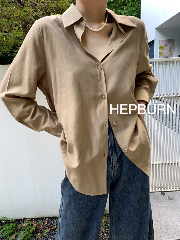 [HEPBURN Hepburn] Tencel all-match shirt HB2619