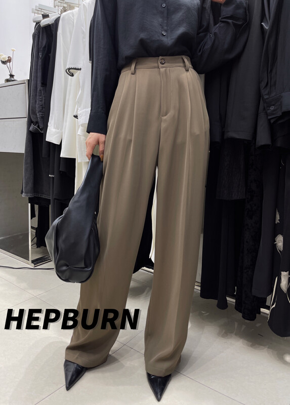 [HEPBURN Hepburn] Wide-leg mopping trousers straight all-match 3982