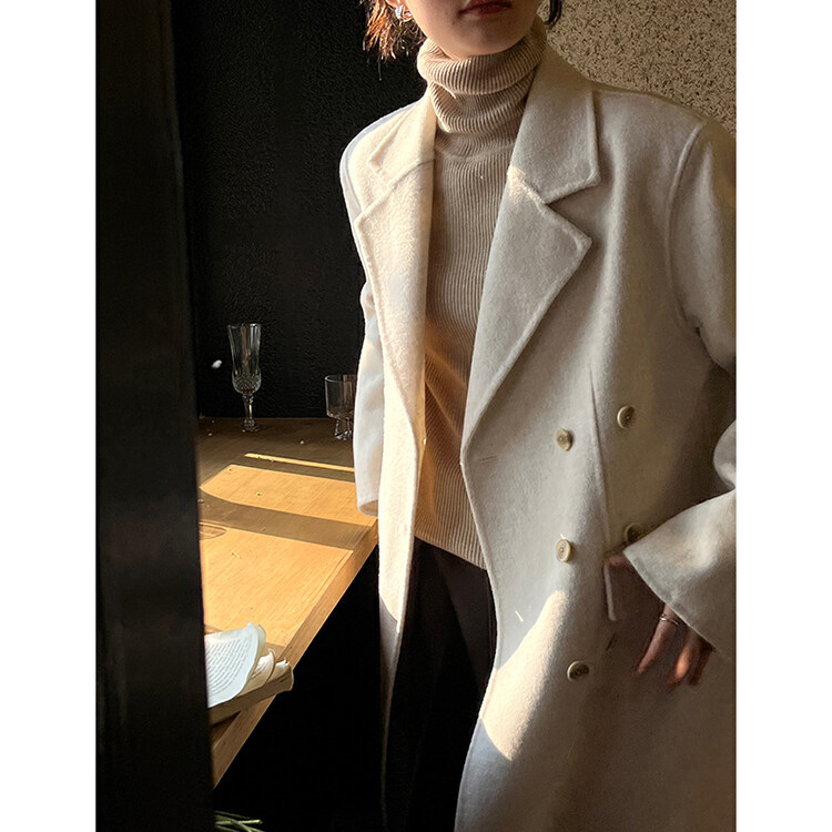 【THE MIND】Korean style wool double-sided woolen suit collar elegant temperament fashion wool coat 61201# JHY