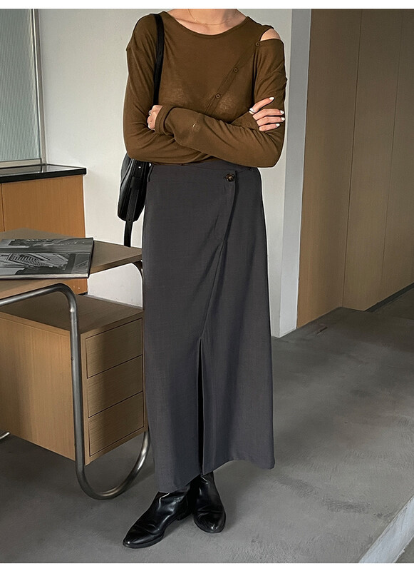 Original price 84.60! 【THE MIND】One button slanted skirt YS1-61091# JHY