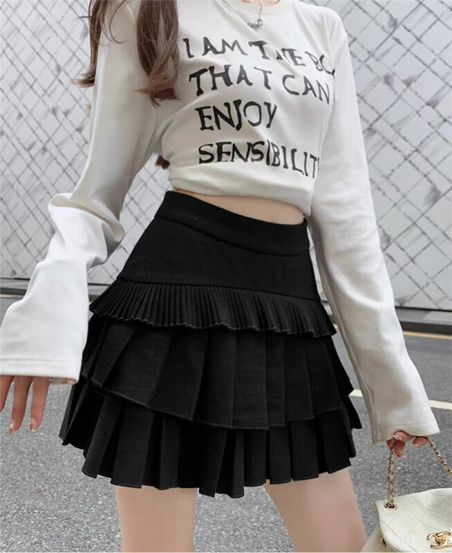 【LINNA】Pleated high waist slim skirt 7107# JJ
