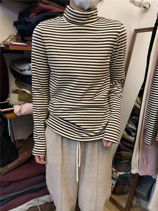 【RICH PAPA】High-neck classic striped bottoming shirt T481# ZXX