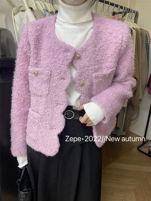 New in winter! [ZE] French retro small fragrance texture short coat 1103# L