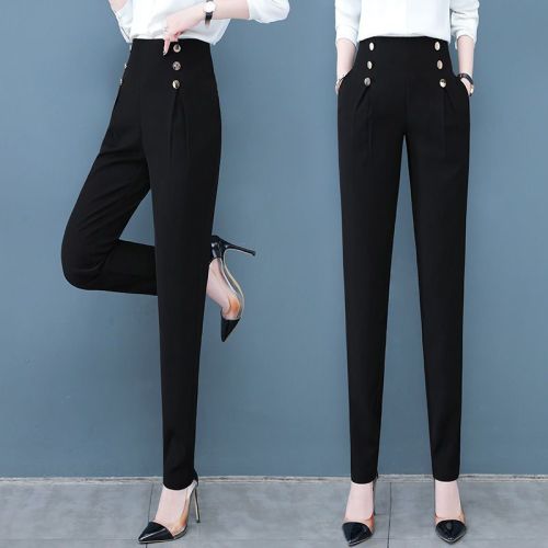 Black drape harem pants women's spring and autumn 2022 new professional slim all-match pencil pants autumn slim casual pants