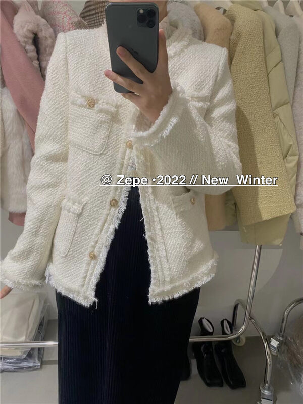 【ZE】Single-breasted small fragrance texture fashion short coat YS1-2618# L