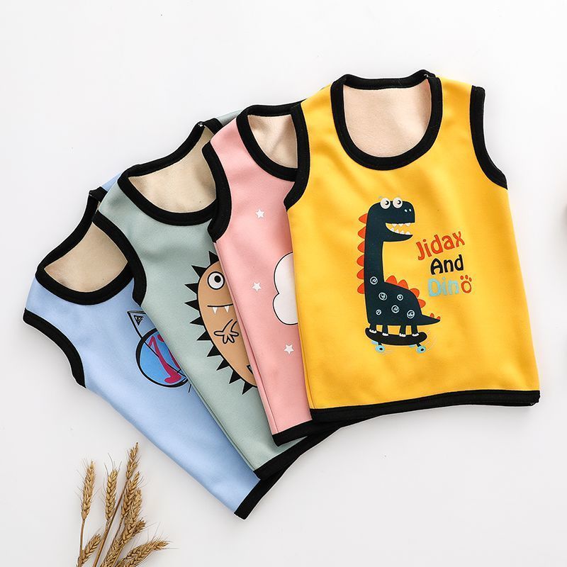 2022 new autumn and winter children's vest children's clothing boys vest plus velvet thick warm waistcoat knitted cardigan