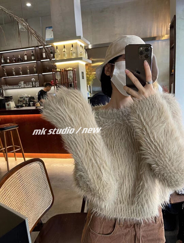 【CHEN/MK】Long-sleeved pullover all-match warm fur coat s092# HJY