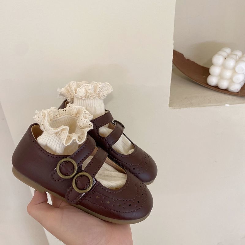 Girls' small leather shoes 2022 spring and autumn new all-match children's foreign style female baby princess shoes soft bottom children's single shoes