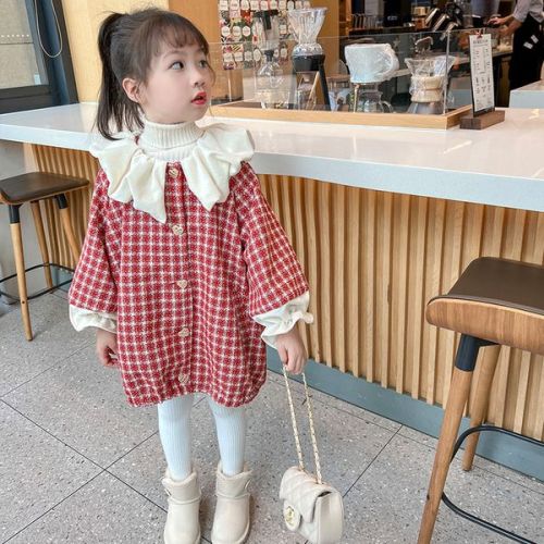 Girls' coat autumn 2022 new Korean version of the children's foreign style fashionable long-sleeved mid-length girls autumn and winter windbreaker