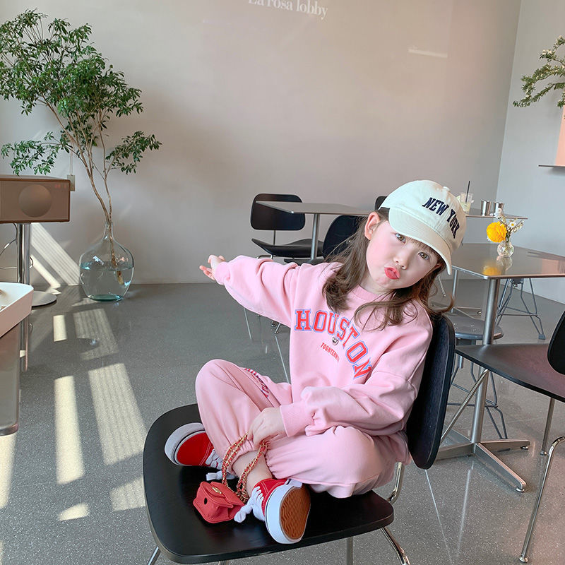 2022 Spring and Autumn New Children's Thin Girls' Sweater Suits Casual Baby Western Style Sportswear Girls' Spring Fashion Trend