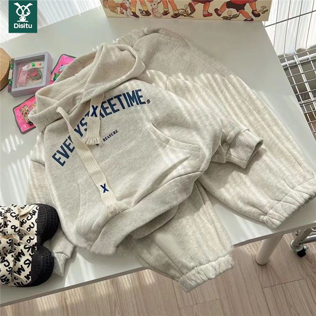 Des Rabbit 2022 autumn and winter children's sweater suit Korean version casual boys and girls alphabet hooded top sweatpants