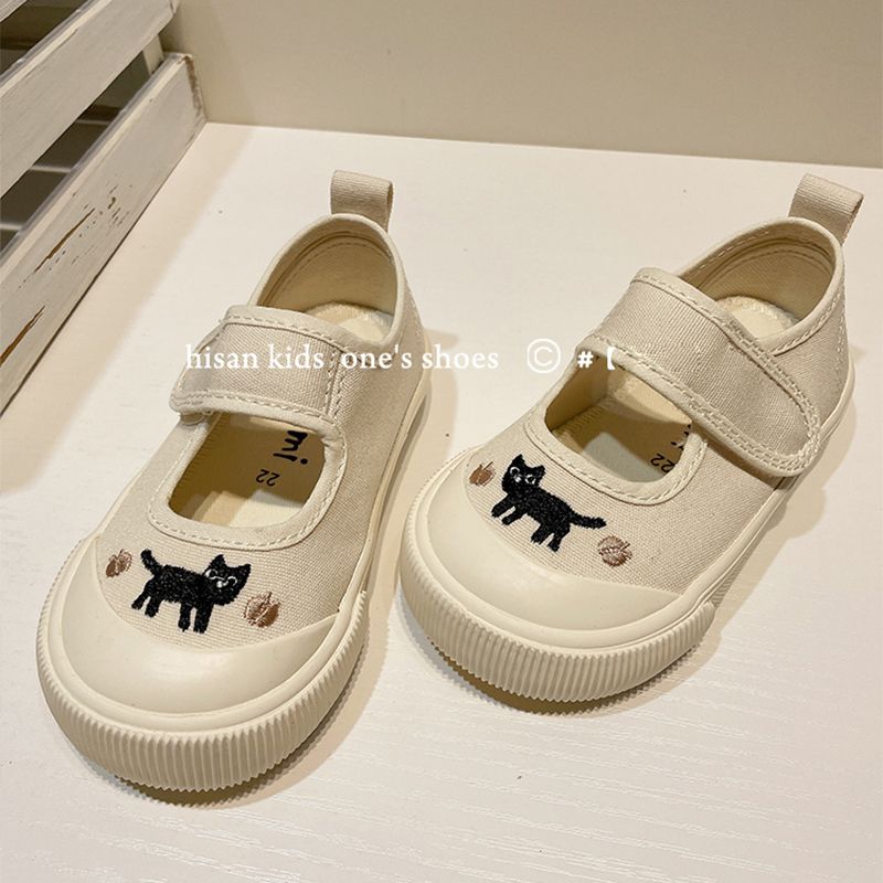 Children's canvas shoes 2022 spring new kindergarten white shoes a pedal lightweight Velcro girls shoes