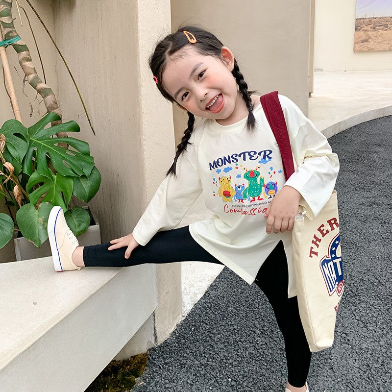 Cotton girls T-shirt spring and autumn 2022 new children's suit tops baby split long-sleeved T bottoming shirts Western style
