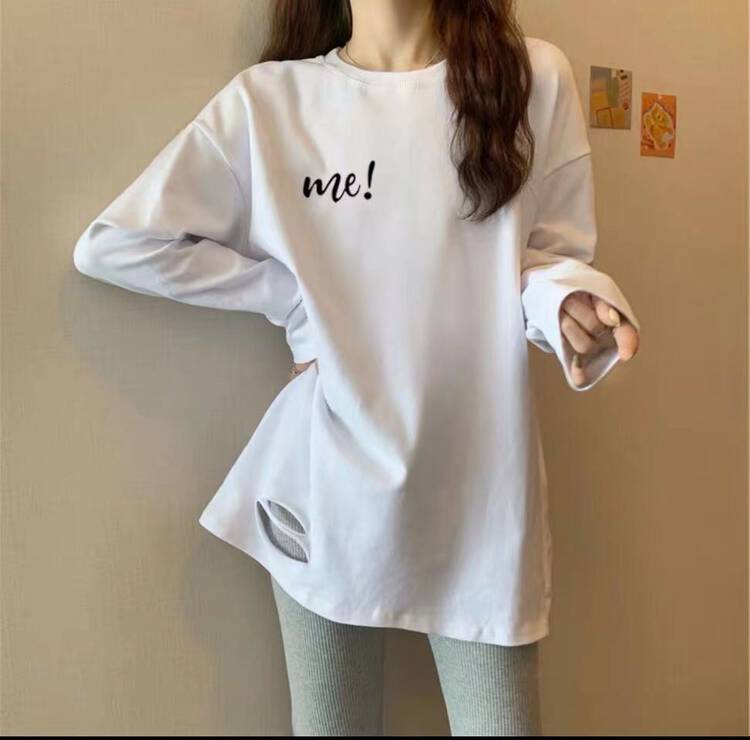[Ziyijia] Brushed Korean casual loose letter long-sleeved T-shirt 932# WTT