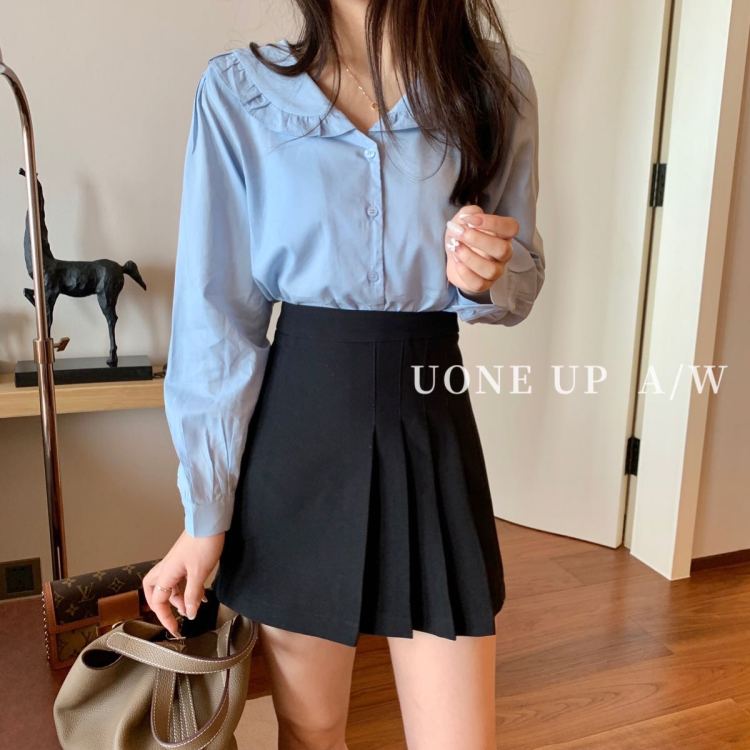 Original price 84.90! [HAPPY] Simple fungus lace collar shirt 97703# LSL