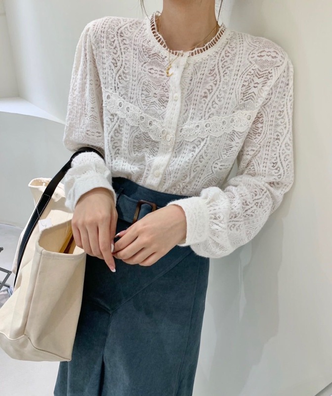 Original price 84.90! [UONE] Temperament clean round neck lace loose shirt 89724# LSL