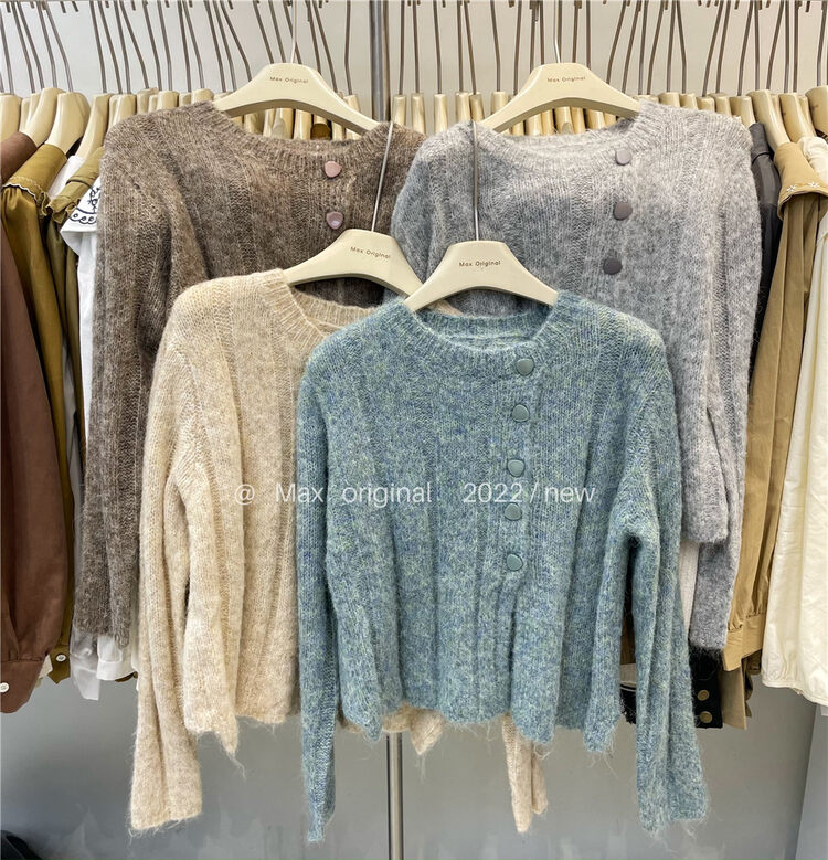 New in autumn!【MAX ORIGINAL】Korean breasted design warm sweater 98865# HBX