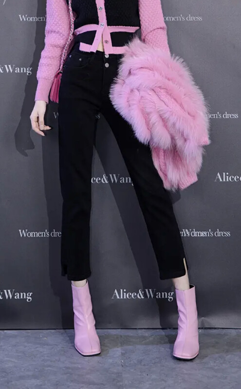 【SAVAGE】Korean all-match solid color high waist slim slim straight jeans S1399# WPL