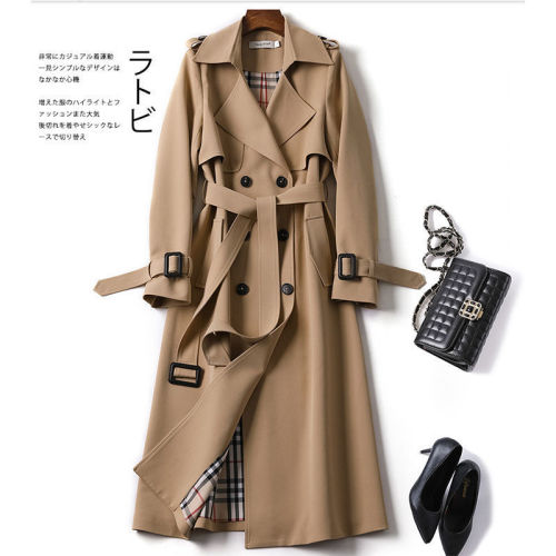 Foreign trade is constantly stocking lining original good quality windbreaker women's mid-length Korean version over-the-knee coat autumn and winter coat