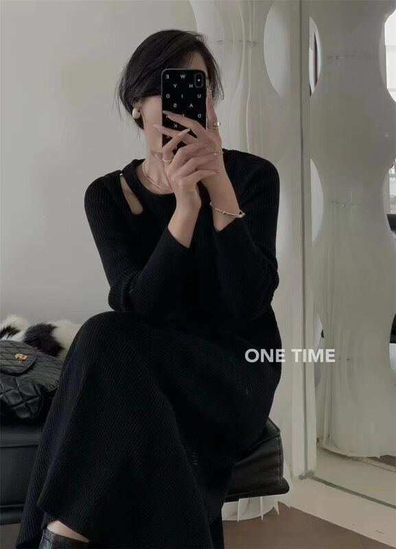 [Semi-plain] Hollow out careful machine slim dress l1131# ZJY