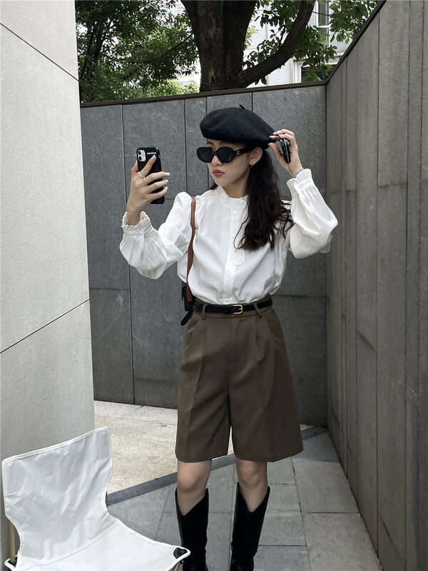 Buyers strongly push all-match temperament!  【TN】Simple Solid Color Breasted Shirt 2206# CLS