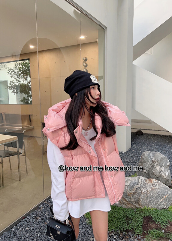 【 HOW AND ME Cheng Xi 】Korean version basic all-match down jacket vest jacket (GB 90 white duck warm down jacket jacket (with detachable hat) 5192# CQW