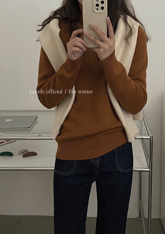 [LOVELY/SHMILY] Korean solid color turtleneck plus velvet warm bottoming top sweater m0932