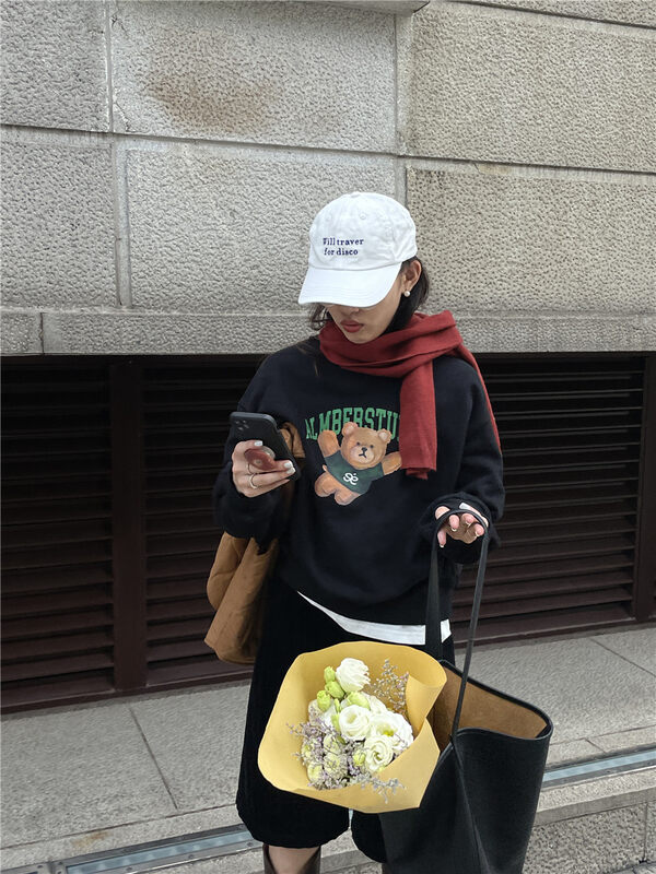 【TN】Bear Print Crew Neck Sweatshirt 3317# CLS