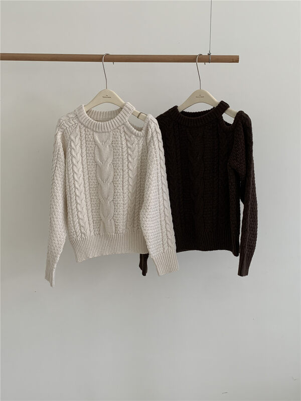 New in winter! [TN] Korean style all-match twist off-shoulder warm sweater 9220# CLS