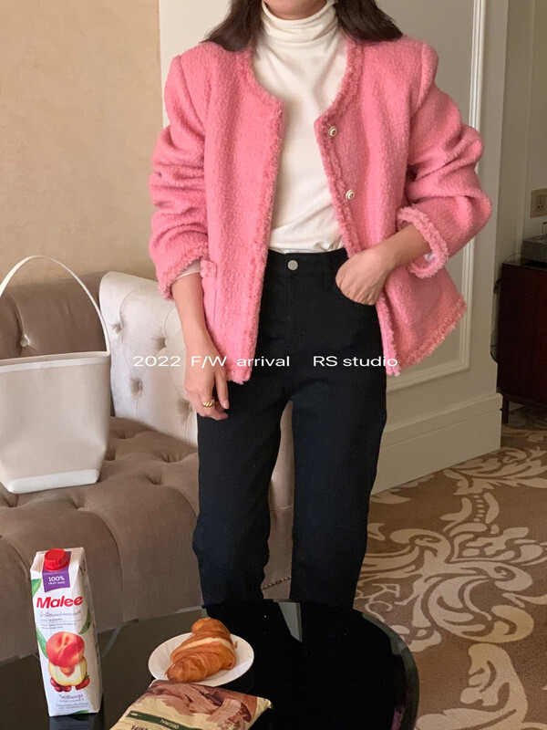 [RS] Grainy Tweed Small Fragrance Warm Down Jacket (Contains 90% White Duck Down, 60% Wool) KL8106# FHX
